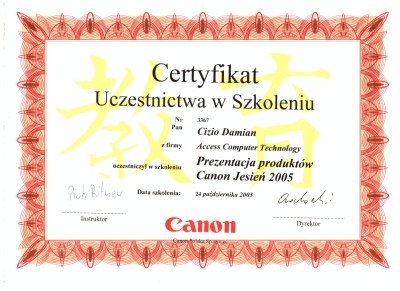 Certyfikat CANON